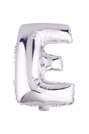 16" Inç 40 Cm Folyo Balon Gümüş Renk ''E'' Harfi