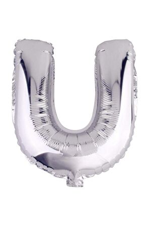 16" Inç 40 Cm Folyo Balon Gümüş Renk '' U '' Harfi