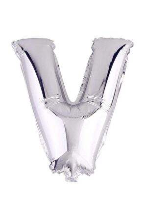 16" Inç 40 Cm Folyo Balon Gümüş Renk '' V '' Harfi