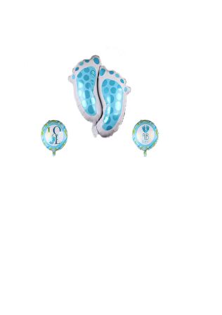 Folyo Balon Ayak Izi 3'Lü Set Mavi 30 inç - 18 İnç