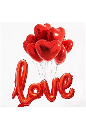 Love Yazılı Sevgiliye Süpriz Kutlama Folyo Balon Set