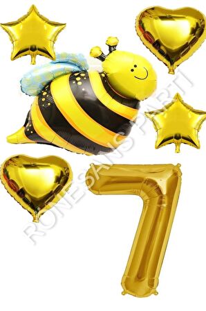 Arı Karakterli Yıldız Kalp Folyo Balon Seti Yaş 7