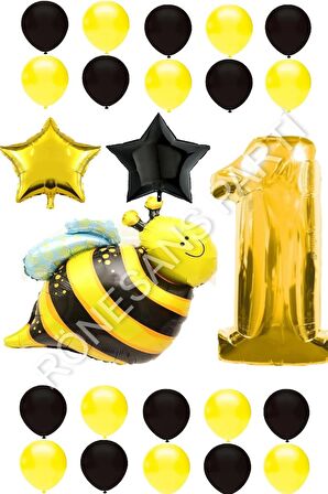 Arı Karakterli Yıldız Folyo Balon Seti Yaş 1