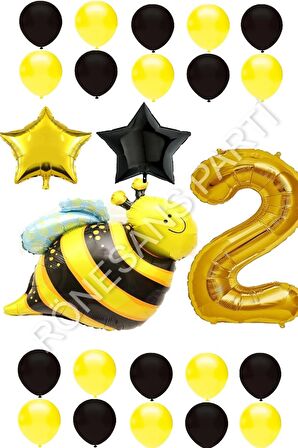 Arı Karakterli Yıldız Folyo Balon Seti Yaş 2