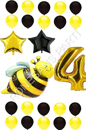 Arı Karakterli Yıldız Folyo Balon Seti Yaş 4