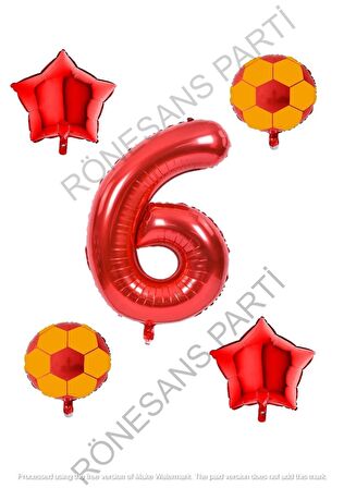 Sarı Kırmızı Futbol Topu Folyo Balon Seti Yaş 6