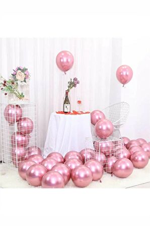 Krom Balon 12" Inç Pembe Renk 10 Adet