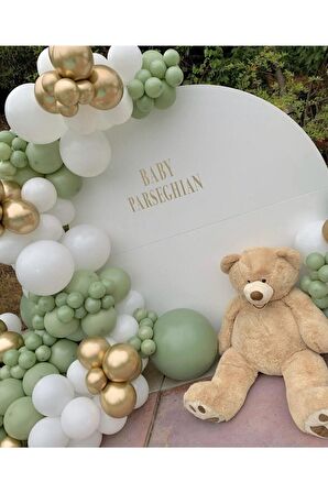 Küf Yeşili Beyaz Gold Balon Konsept Zinciri 50 adet