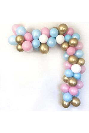 Cinsiyet Belirleme Partisi Soft Krom Gold Balonlu Zincir 50 adet