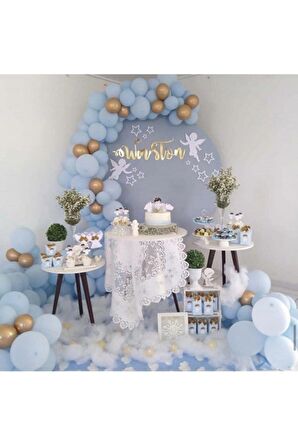 Krom Gold Pastel Mavi Balon Zinciri 50 adet