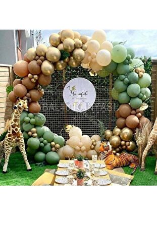 Gold Küf Yeşili Karamel ve Ten Rengi Balon Zinciri 100 Adet+5 mt balon zinciri