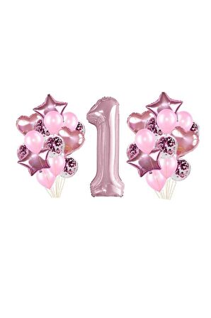 Pembe Renk 1 Yaş Balon Seti