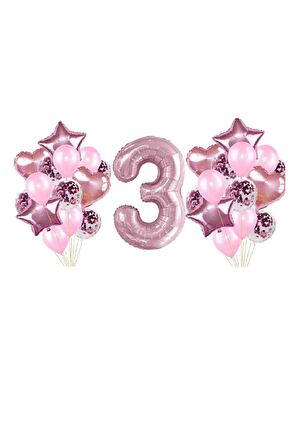 Pembe Renk 3 Yaş Balon Seti