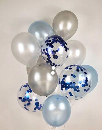 Konfetili Metalik Balon Seti