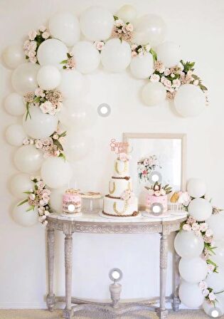 Pastel Beyaz Balon Seti 70 Adet