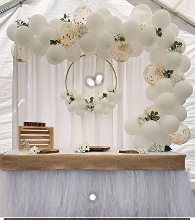 Konfetili Pastel Beyaz Balon Seti 50 Adet