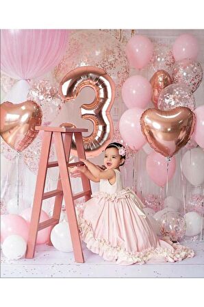 Rosegold Doğum Günü Balon Seti 3 Yaş