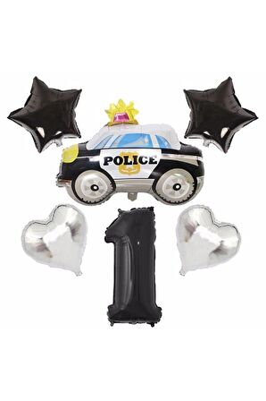 Polis Arabası Balon Folyo Set Konsept Yaş 1