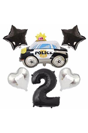 Polis Arabası Balon Folyo Set Konsept Yaş 2