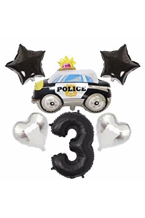 Polis Arabası Balon Folyo Set Konsept Yaş 3