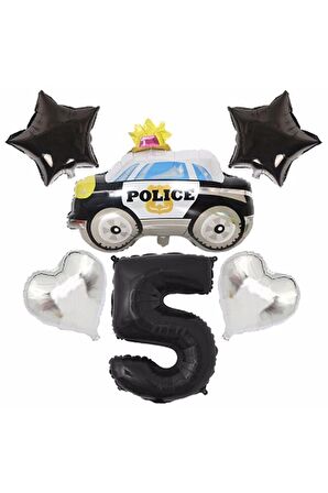 Polis Arabası Balon Folyo Set Konsept Yaş 5