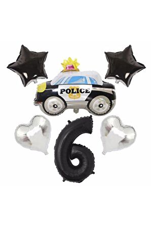 Polis Arabası Balon Folyo Set Konsept Yaş 6