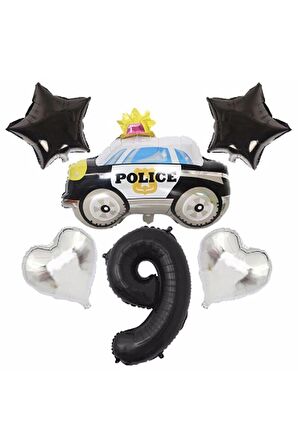 Polis Arabası Balon Folyo Set Konsept Yaş 9