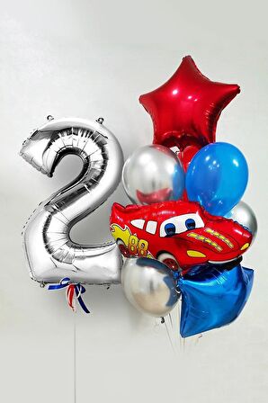 Kırmızı Araba Temalı Balon Seti Yaş 2