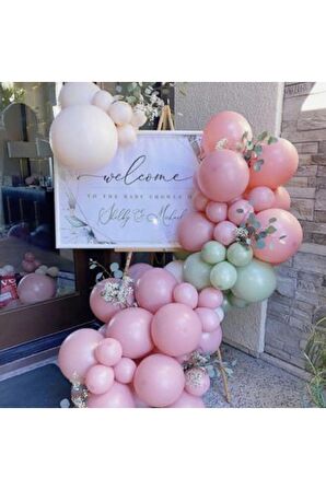 Küf Yeşili Pembe Deniz Kumu Balon Seti 50 Adet