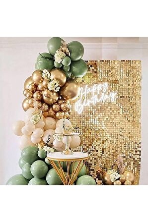 Deniz Kumu Okaliptus Krom Gold Balon Seti 50 Adet