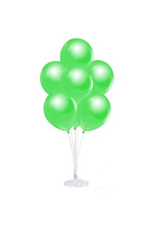 Balon Standı Ve 7 Adet  Metalik Açık Yeşil Balon Seti