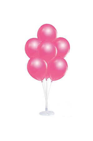 Balon Standı Ve 7 Adet  Metalik Fuşya Balon Seti