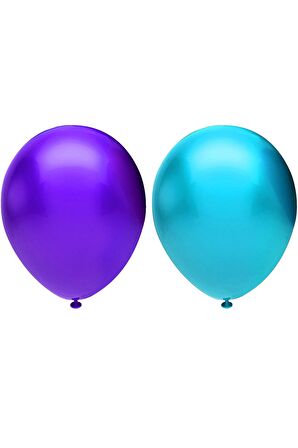 Metalik Balon Seti 10 Adet ( Açık Mavi, Mor)