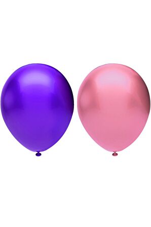 Metalik Balon Seti 30 Adet ( Pembe, Mor)