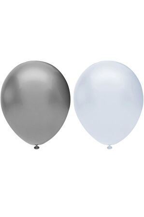 Metalik Balon Seti 50 Adet ( Beyaz, Gümüş)