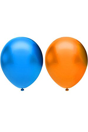 Metalik Balon Seti 50 Adet ( Koyu Mavi, Turuncu)