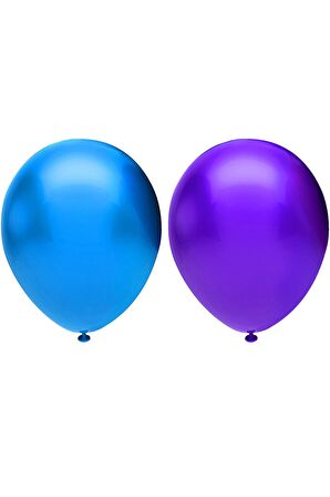 Metalik Balon Seti 50 Adet ( Koyu Mavi, Mor)