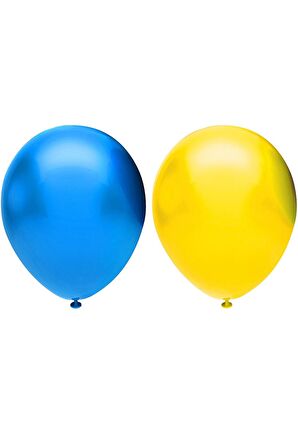 Metalik Balon Seti 50 Adet ( Koyu Mavi, Sarı)