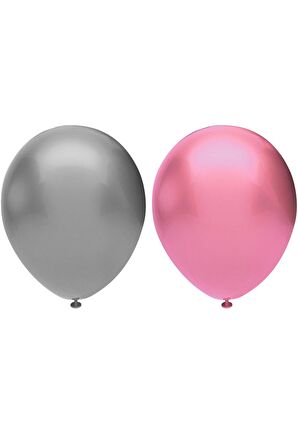 Metalik Balon Seti 50 Adet ( Pembe, Gümüş)