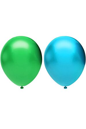 Metalik Balon Seti 50 Adet ( Açık Mavi, Koyu Yeşil)