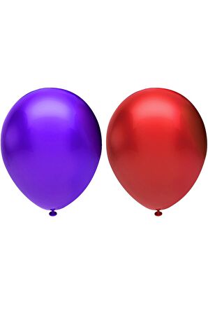 Metalik Balon Seti 50 Adet ( Kırmızı, Mor)