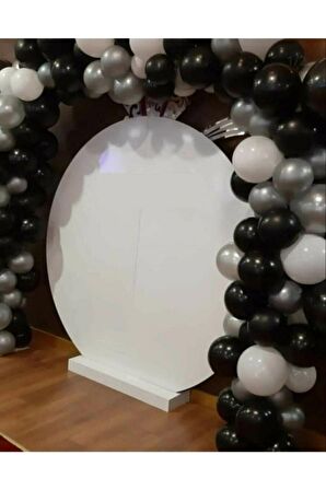 50 Adet Balon-Beyaz, Gümüş ,Pastel Siyah  +Balon Zinciri Hediye
