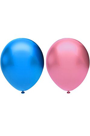 Metalik Balon Seti 100 Adet ( Koyu Mavi, Pembe