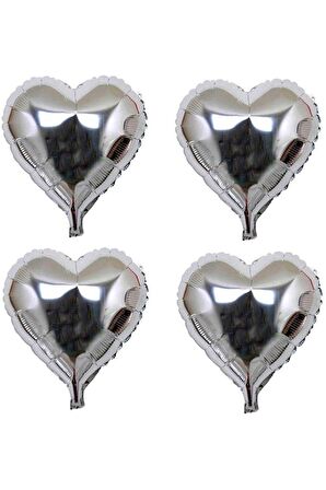 Gümüş Kalp Folyo Balon Set 7 adet 25 cm