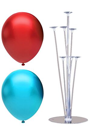 7 Çubuklu Balon Standı + 40 adet balon ( Kırmızı, Açık Mavi )
