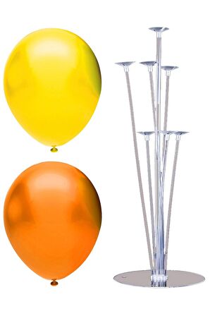 7 Çubuklu Balon Standı + 40 adet balon ( Turuncu, Sarı )
