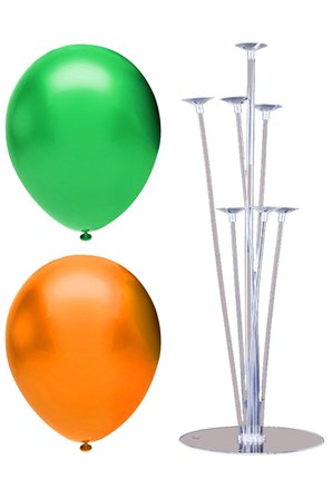 7 Çubuklu Balon Standı + 100 adet balon ( Turuncu, Koyu Yeşil )