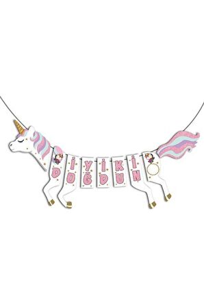 Unicorn 3D Kaligrafi Banner