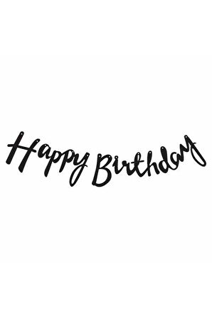 Happy Birthday El Yazısı Kaligrafik Banner Siyah