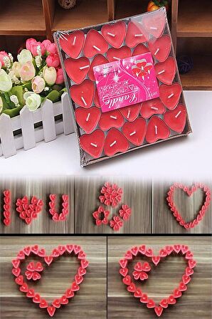 Tealight Mum 25'li Kalpli Kırmızı Yer Mumu Evlilik Teklifi Yıldönümü Süsleme